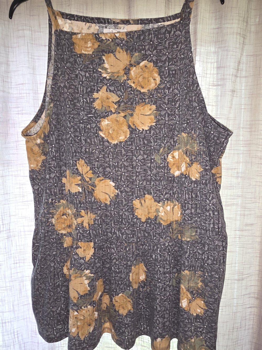 Maurices Floral Tank Top in Gray and Mustard